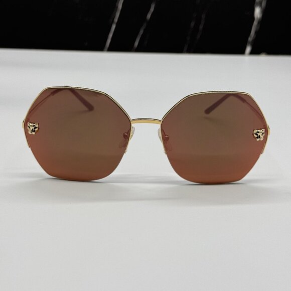 NEW CARTIER CT0332S 005 GOLD BROWN WOMEN SUNGLASSES CARTIER - Picture 5 of 15